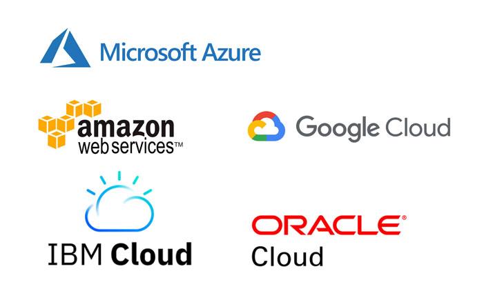 Proveedores de Servicios Cloud, Microsoft Azure, Amazon , Google, IBM, Oracle.
