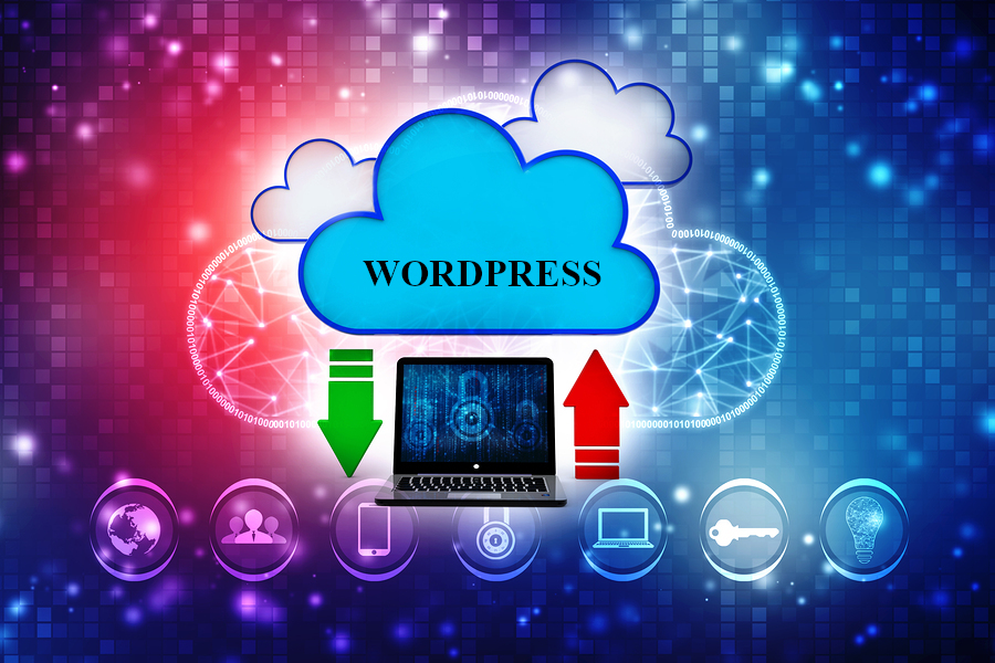 Imagen de ordenador haciendo copia de seguridad de wordpress a la nube