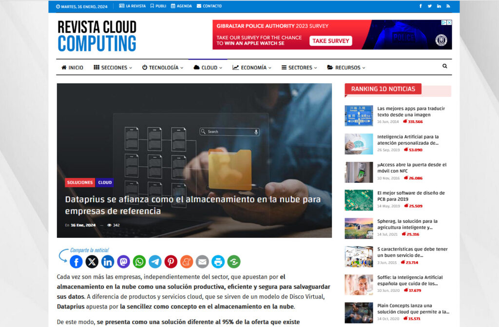 Captura de la Revista Cloud Computing